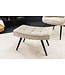 Invicta Interior Moderne kruk SCANDINAVIA champagne greige bouclé zwarte metalen poten voetenbank - 44028