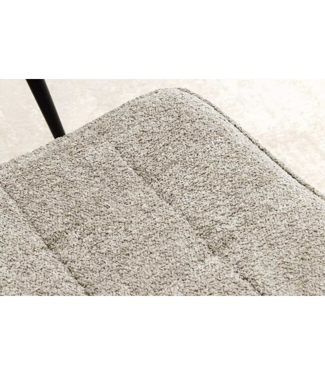 Invicta Interior Moderne kruk SCANDINAVIA champagne greige bouclé zwarte metalen poten voetenbank - 44028