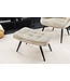Invicta Interior Moderne kruk SCANDINAVIA champagne greige bouclé zwarte metalen poten voetenbank - 44028