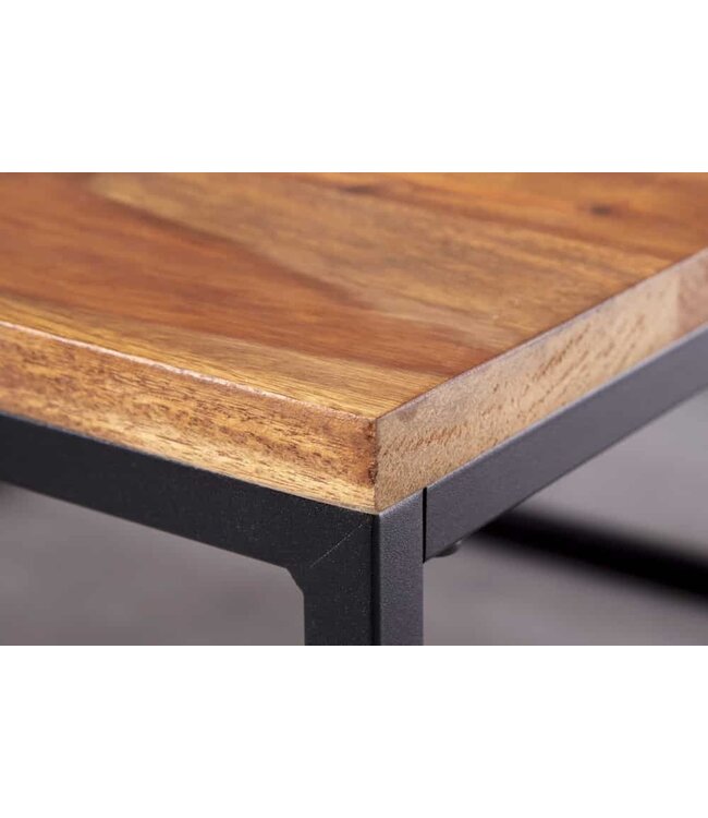 Invicta Interior Design salontafel set van 2 ELEMENTS 75cm bruin Sheesham massief houten afwerking - 6040711