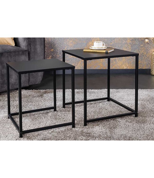 Invicta Interior Set van 2 salontafels DURA STEEL 50 cm metaal zwarte bijzettafels modern design - 43326