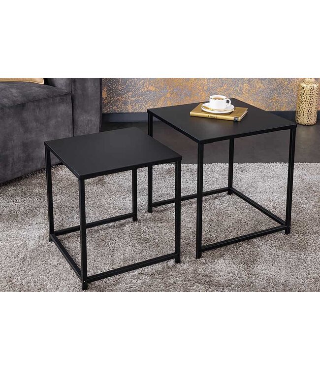 Invicta Interior Set van 2 salontafels DURA STEEL 50 cm metaal zwarte bijzettafels modern design - 43326