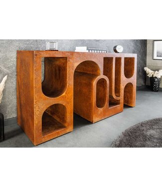 Invicta Interior Abstracte wandtafel ART AMBIENTE 120cm koper RVS look beton rondboog design - 44309