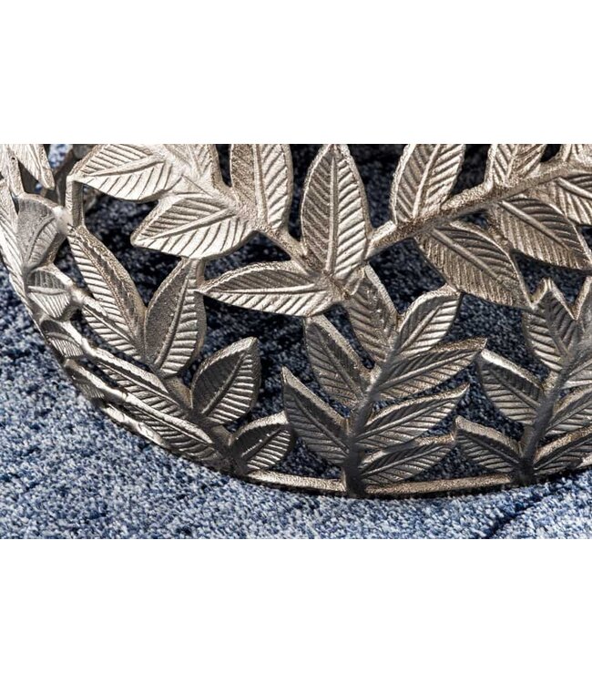 Invicta Interior Ronde set van 2 salontafels ABSTRACT LEAF 70cm Wit Zilver Marmer Metalen Blad Design - 43817