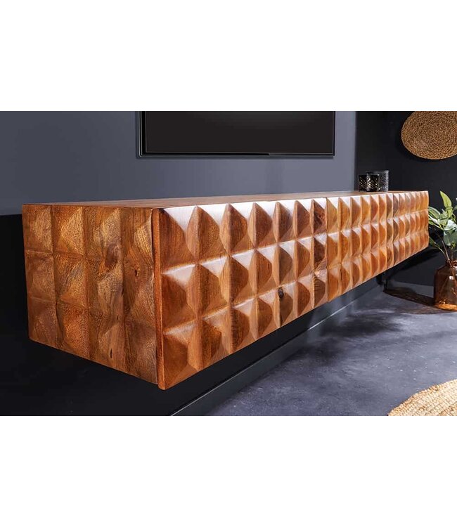 Invicta Interior Massief houten tv lowboard VULCANO 160cm hangende natuurlijke mango woonkamer - 43351