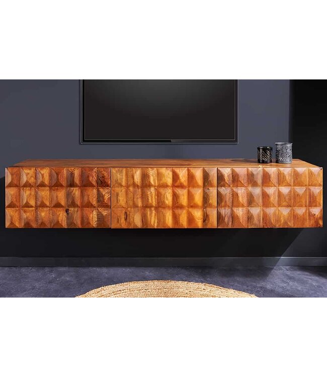 Invicta Interior Massief houten tv lowboard VULCANO 160cm hangende natuurlijke mango woonkamer - 43351