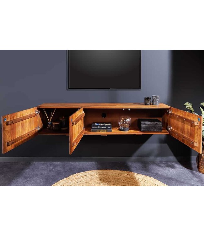 Invicta Interior Massief houten tv lowboard VULCANO 160cm hangende natuurlijke mango woonkamer - 43351