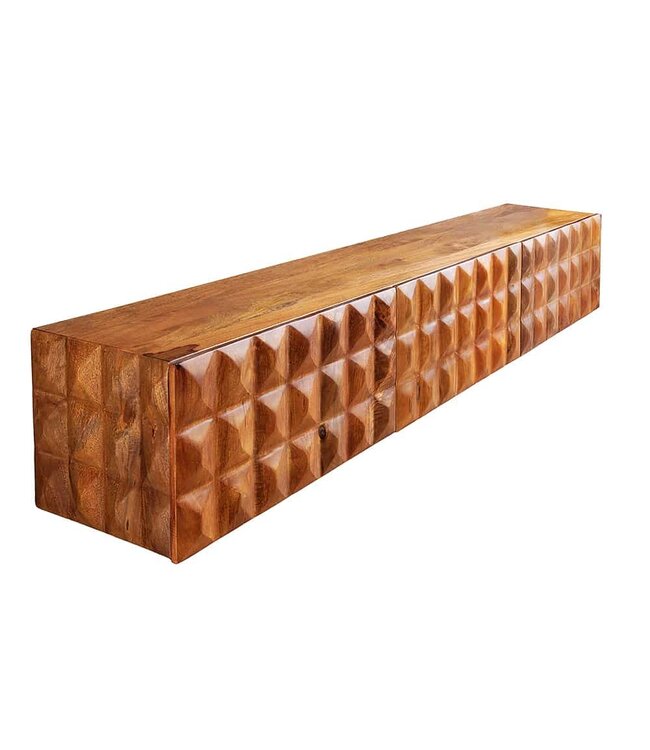 Invicta Interior Massief houten tv lowboard VULCANO 160cm hangende natuurlijke mango woonkamer - 43351