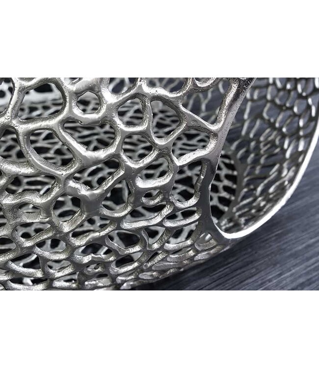 Invicta Interior Ronde salontafel SPIN 75cm zilver zwart glas metaal met opbergvak handgemaakt - 44147