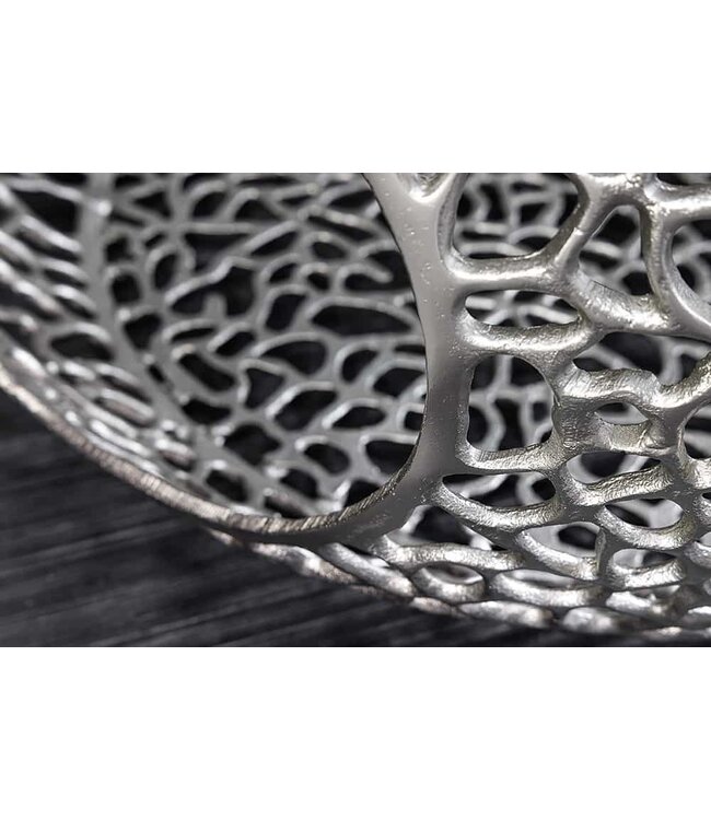 Invicta Interior Ronde salontafel SPIN 75cm zilver zwart glas metaal met opbergvak handgemaakt - 44147