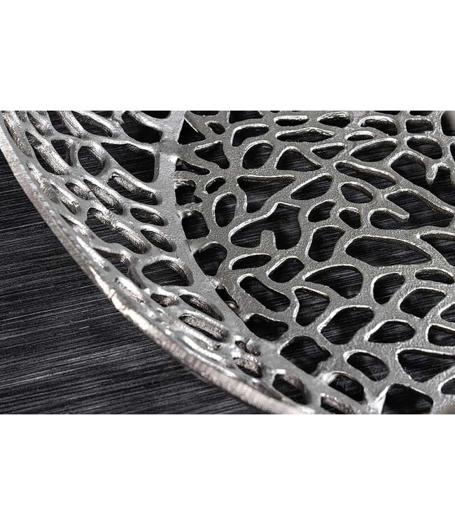 Invicta Interior Ronde salontafel SPIN 75cm zilver zwart glas metaal met opbergvak handgemaakt - 44147