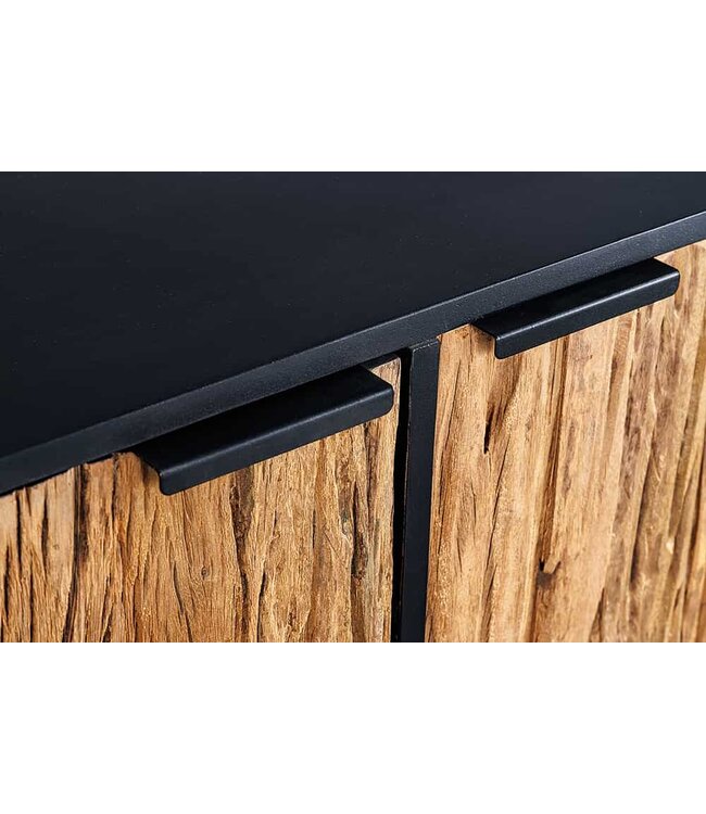 Invicta Interior Massief houten dressoir BARRACUDA 150cm teakhout mango zwart metaal gerecycled - 43349