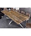 Invicta Interior Massief houten eettafel BARRACUDA 220cm bruin teak zilver roestvrij staal verchroomd glazen blad - 43625