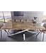 Invicta Interior Massief houten eettafel BARRACUDA 220cm bruin teak zilver roestvrij staal verchroomd glazen blad - 43625