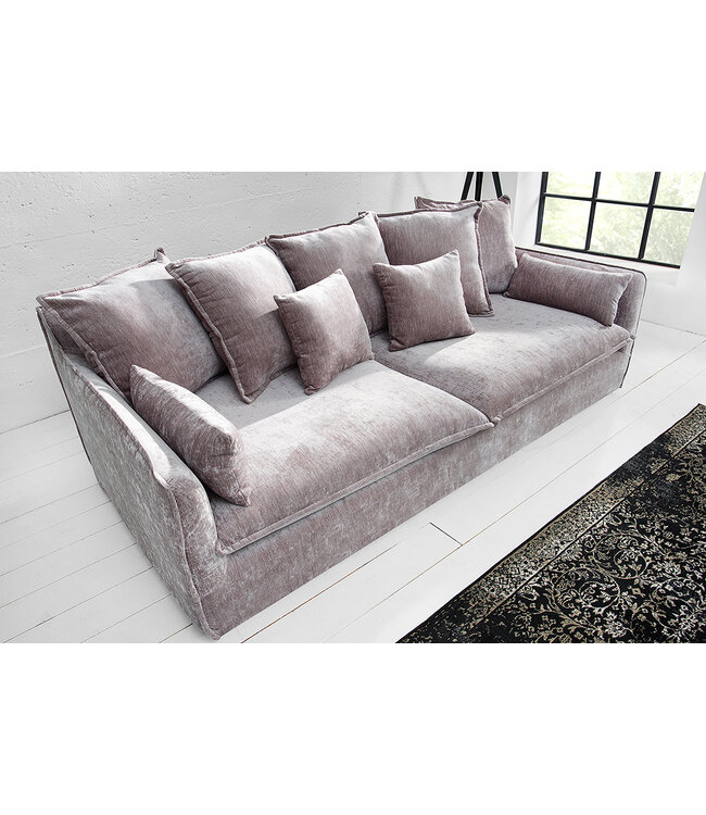 Invicta Interior Grote 3-zitsbank HEAVEN 200 cm taupe fluwelen binnenvering verwijderbare hoes hoes hoes bank - 38570