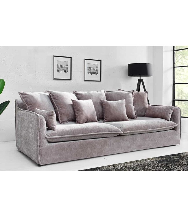 Invicta Interior Grote 3-zitsbank HEAVEN 200 cm taupe fluwelen binnenvering verwijderbare hoes hoes hoes bank - 38570