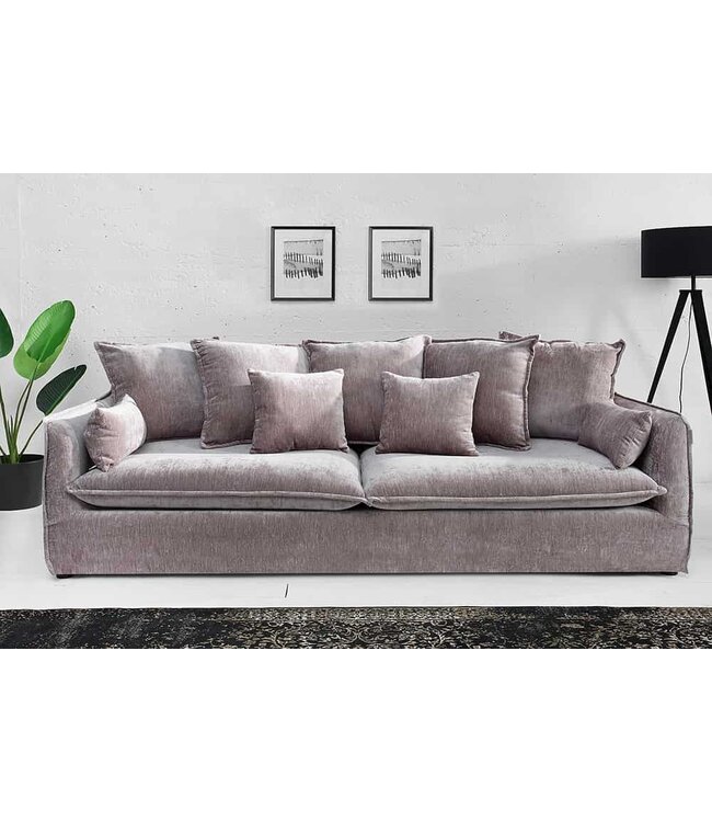 Invicta Interior Grote 3-zitsbank HEAVEN 200 cm taupe fluwelen binnenvering verwijderbare hoes hoes hoes bank - 38570