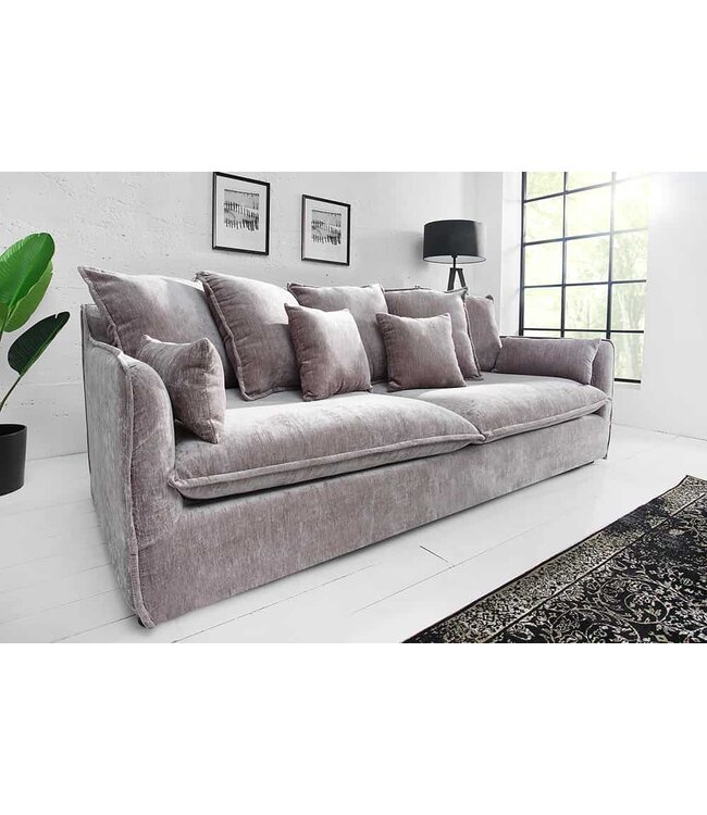 Invicta Interior Grote 3-zitsbank HEAVEN 200 cm taupe fluwelen binnenvering verwijderbare hoes hoes hoes bank - 38570