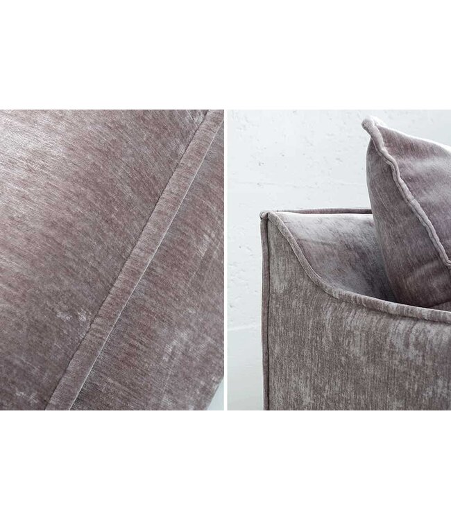 Invicta Interior Grote 3-zitsbank HEAVEN 200 cm taupe fluwelen binnenvering verwijderbare hoes hoes hoes bank - 38570