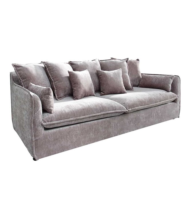 Invicta Interior Grote 3-zitsbank HEAVEN 200 cm taupe fluwelen binnenvering verwijderbare hoes hoes hoes bank - 38570