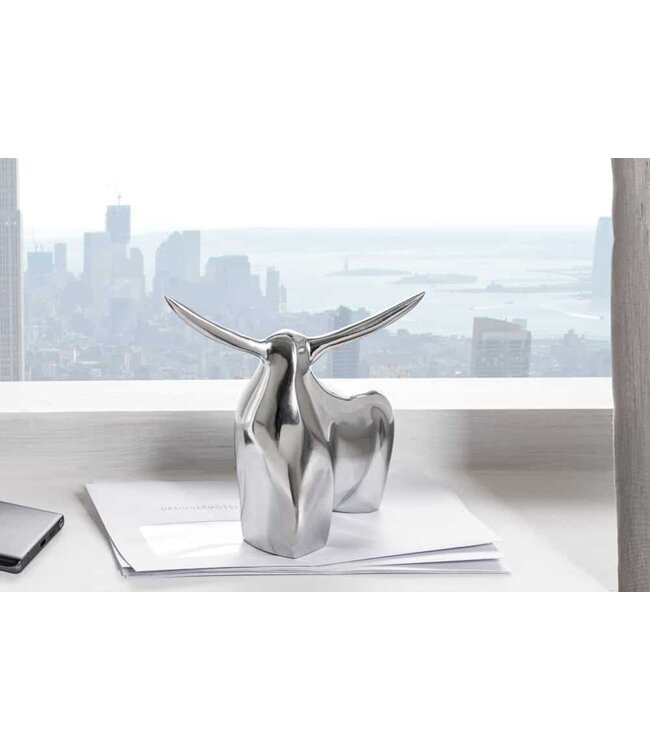 Invicta Interior Moderne sculptuur BIG BULL zilveren aluminium decoratie stierfiguur presse-papier - 8535