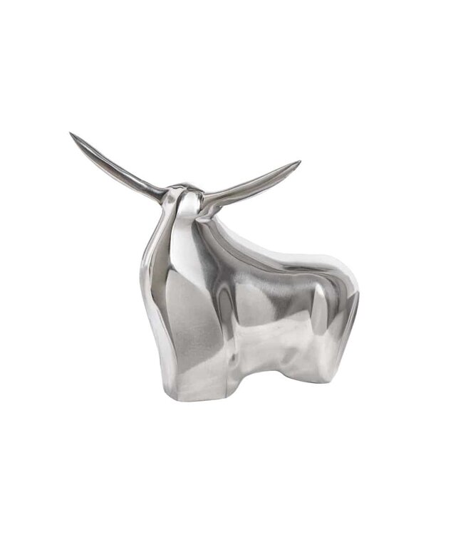 Invicta Interior Moderne sculptuur BIG BULL zilveren aluminium decoratie stierfiguur presse-papier - 8535