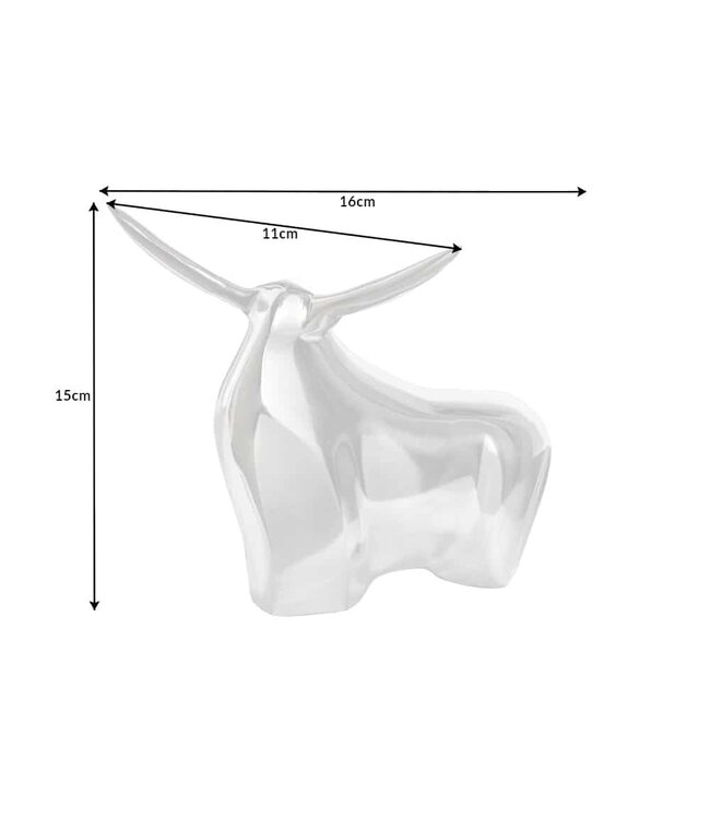 Invicta Interior Moderne sculptuur BIG BULL zilveren aluminium decoratie stierfiguur presse-papier - 8535