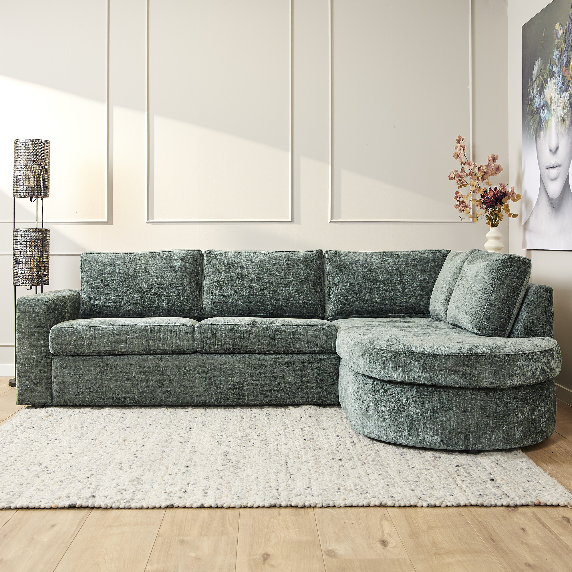 MySofa Alma | Green | 2,5 zits + Divan Rechts | 5 jaar garantie-MYS-Alma-TR21R