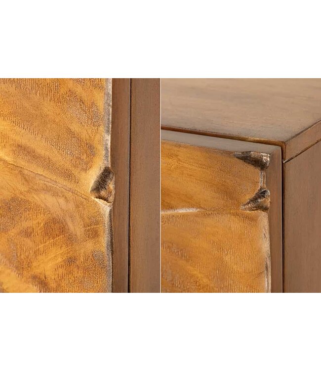 Invicta Interior Massief Highboard SNAKE 120cm Bruin Zwart Mango Hout Slang Ontwerp met Uitgebreide 3D Gravures - 45634