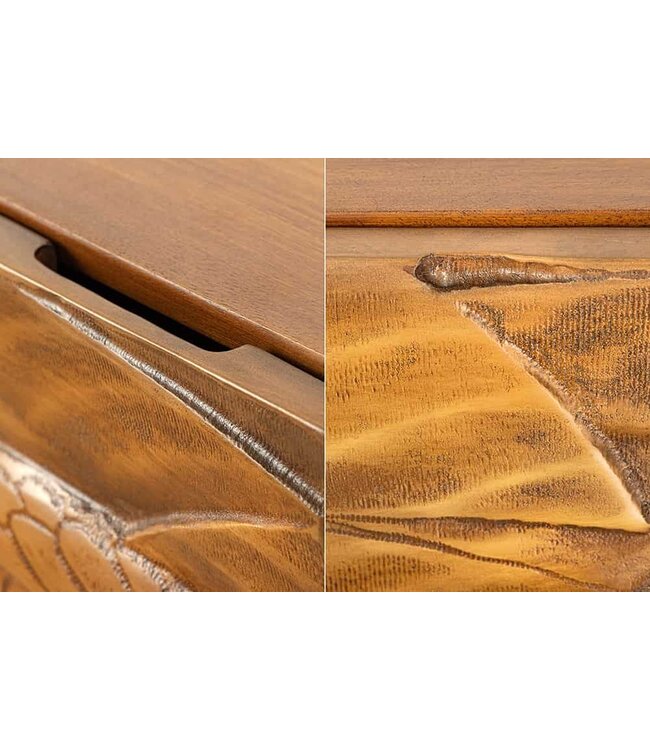 Invicta Interior Massief Highboard SNAKE 120cm Bruin Zwart Mango Hout Slang Ontwerp met Uitgebreide 3D Gravures - 45634