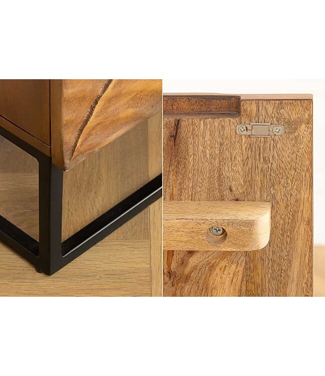 Invicta Interior Massief Highboard SNAKE 120cm Bruin Zwart Mango Hout Slang Ontwerp met Uitgebreide 3D Gravures - 45634