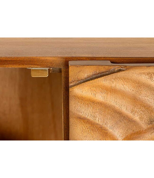 Invicta Interior Massief Highboard SNAKE 120cm Bruin Zwart Mango Hout Slang Ontwerp met Uitgebreide 3D Gravures - 45634