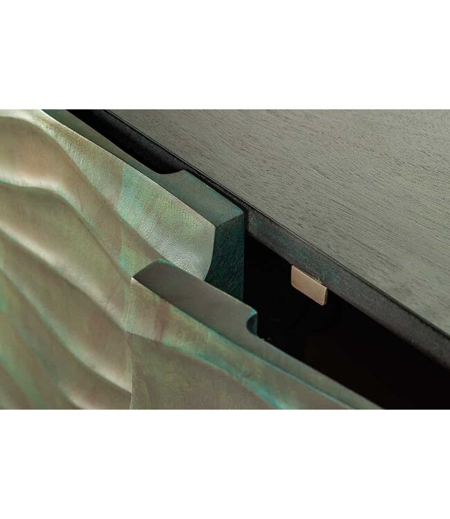 Invicta Interior Design Dressoir WAVE 160cm turquoise mangohout massief hout mat goud metalen poten - 45635