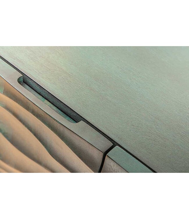 Invicta Interior Design Dressoir WAVE 160cm turquoise mangohout massief hout mat goud metalen poten - 45635