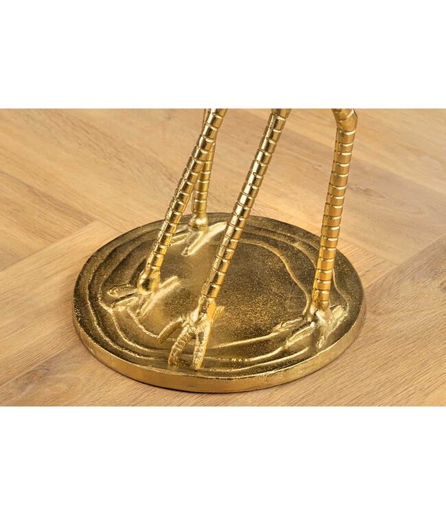 Invicta Interior Ronde bijzettafel WILDLIFE CRANE 55cm goud glazen kraan sculptuur handgemaakt - 44832