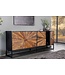 Invicta Interior Massief dressoir BARRACUDA 180cm bruin mangohout met teakhouten front zwart metaal - 44987