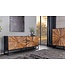 Invicta Interior Massief dressoir BARRACUDA 180cm bruin mangohout met teakhouten front zwart metaal - 44987