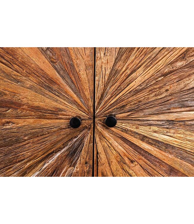 Invicta Interior Massief dressoir BARRACUDA 180cm bruin mangohout met teakhouten front zwart metaal - 44987