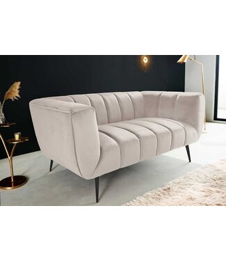 Invicta Interior Design 2-zitsbank NOBLESSE 165 cm champagne fluweel zwart metalen poten lente kern - 44537