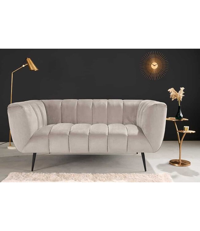 Invicta Interior Design 2-zitsbank NOBLESSE 165 cm champagne fluweel zwart metalen poten lente kern - 44537