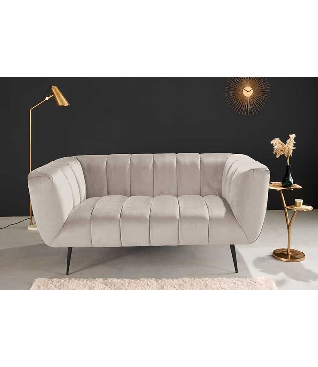 Invicta Interior Design 2-zitsbank NOBLESSE 165 cm champagne fluweel zwart metalen poten lente kern - 44537