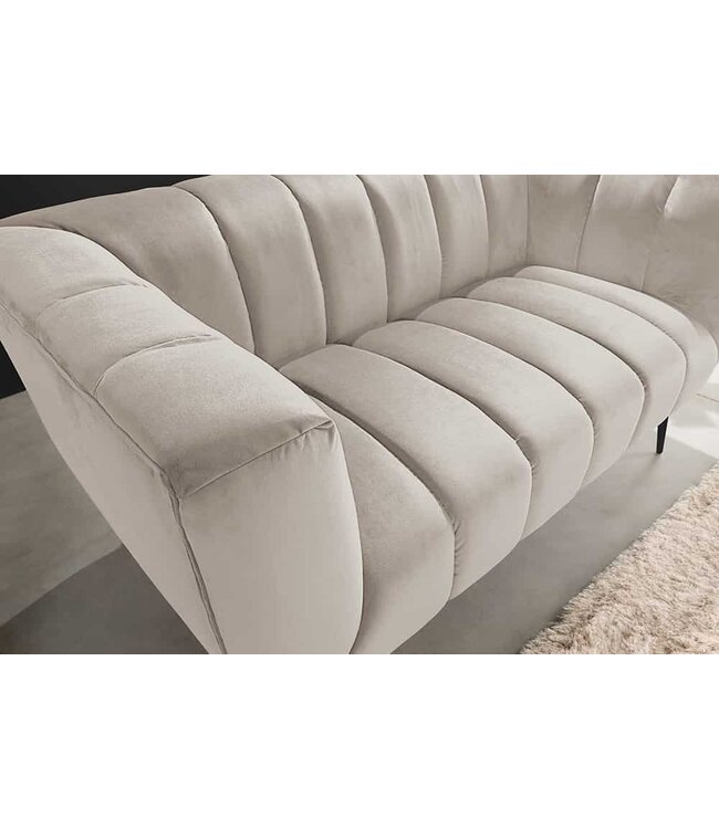 Invicta Interior Design 2-zitsbank NOBLESSE 165 cm champagne fluweel zwart metalen poten lente kern - 44537