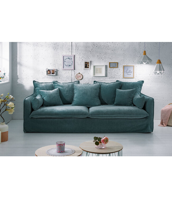 Invicta Interior Invicta Interior Grote 3-zitsbank HEAVEN Teal 200cm taupe fluwelen veerkern afneembare hoes bank - 3857