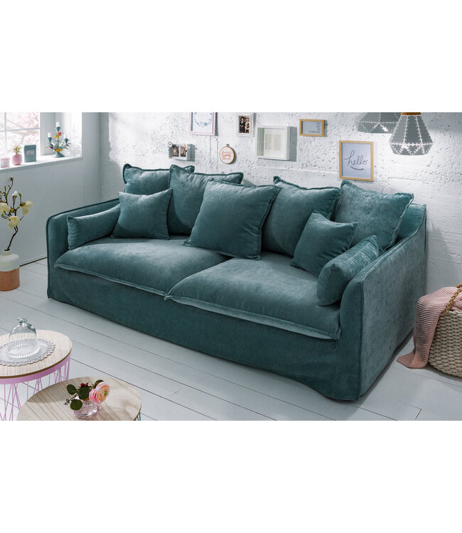 Invicta Interior Invicta Interior Grote 3-zitsbank HEAVEN Teal 200cm taupe fluwelen veerkern afneembare hoes bank - 3857