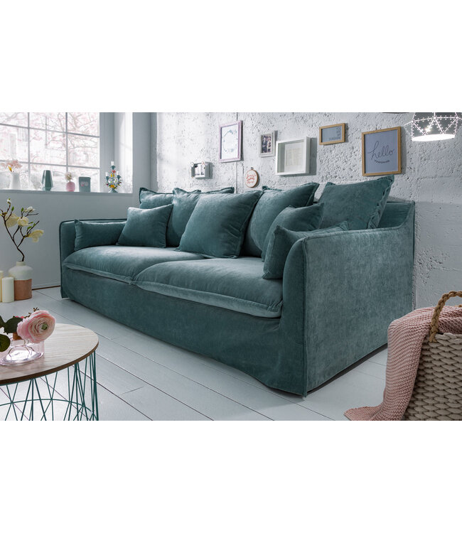 Invicta Interior Invicta Interior Grote 3-zitsbank HEAVEN Teal 200cm taupe fluwelen veerkern afneembare hoes bank - 3857