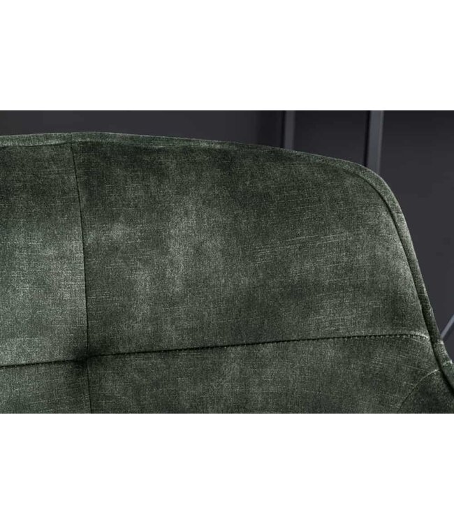Invicta Interior Design barkruk EUPHORIA groen fluweel zwart metalen poten barstoel met rugleuning - 43688