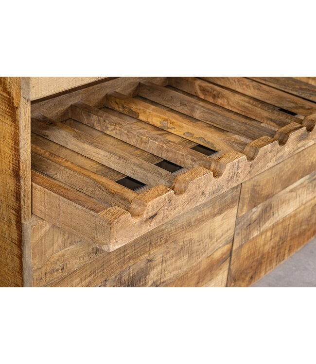 Invicta Interior Massief dressoir IRON CRAFT 175 cm naturel mangohout met lades wijnrek - 44184