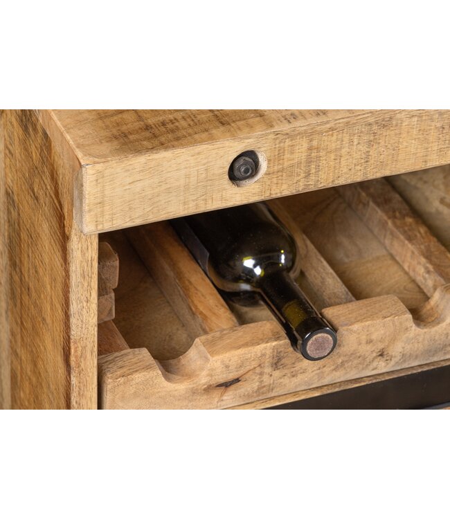 Invicta Interior Massief dressoir IRON CRAFT 175 cm naturel mangohout met lades wijnrek - 44184