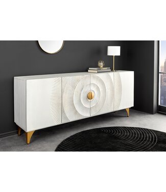 Invicta Interior Handgemaakt dressoir GOLDEN SUNSET 180 cm witgouden mangohouten metalen poten - 45642