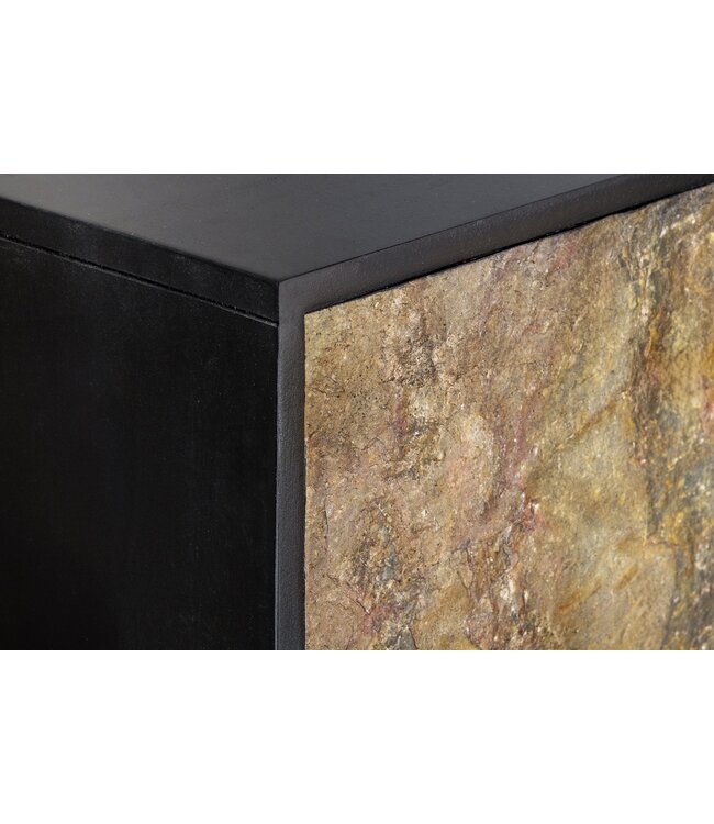 Invicta Interior Massief houten highboard MOUNTAIN SOUL 120cm grijsgroen gemarmerd steenfineer acacia - 44340